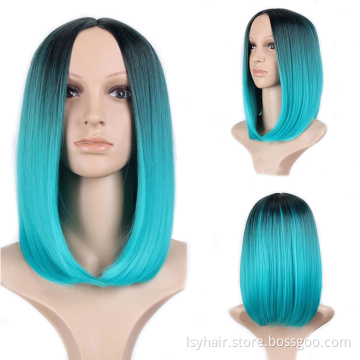 Fashion August Dark Bottle Green Ombre Color Synthetic Bob Wigs Wholesale Cheap Price